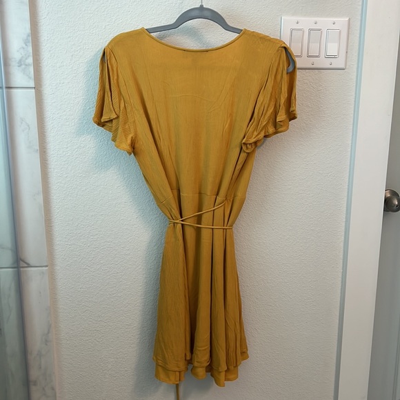 Lulus Mustard Yellow Wrap Dress - Picture 6 of 10